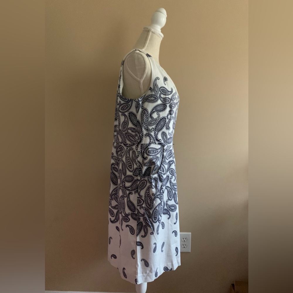 Nine West White Dress with Blue Paisley Design - Picture 3 of 14